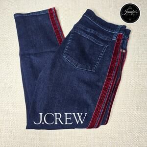 J. Crew Women's Dark Wash Vintage Straight Leg Deep Red Velvet Jeans Size 29
